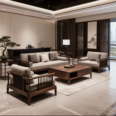 宋氏美学北美黑胡桃实木沙发