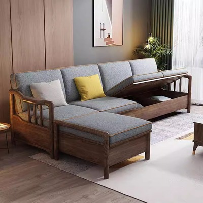 新中式实木沙发组合白蜡木冬夏