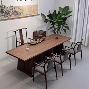 新中式实木茶桌2026新款高端现代简约泡茶桌黑胡桃木功夫禅意茶台