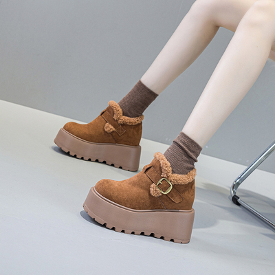 厚底雪地靴内增高短靴震地王女鞋
