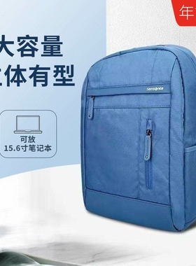 Samsonite新秀丽大容量轻便双肩包15.6寸蓝色电脑包学生书包Q93