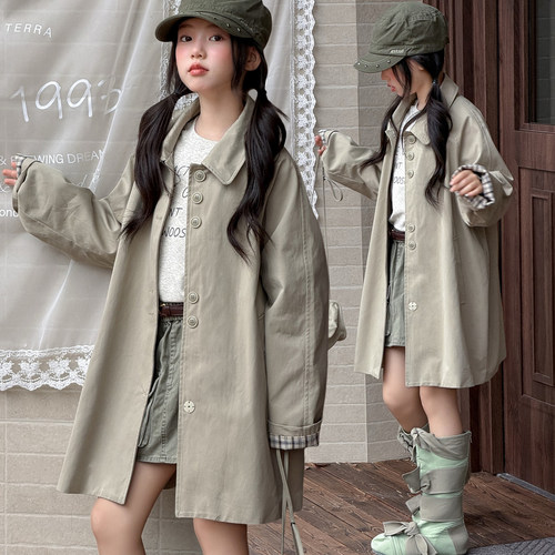 儿童2026新款女童春秋中长款风衣