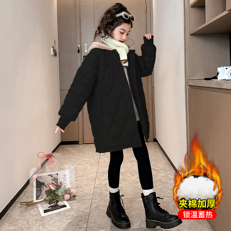 女童加棉秋冬季绗线棉衣外套
