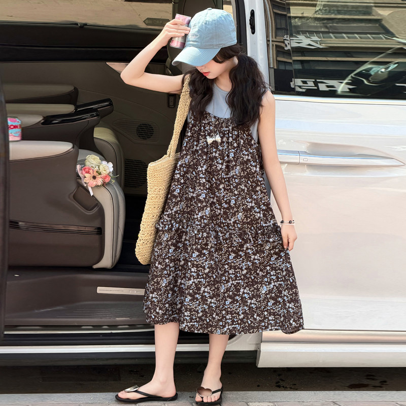 女童夏季碎花连衣裙两件套新款图片
