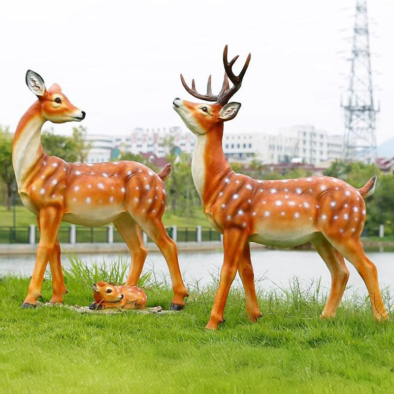 户外真梅花鹿摆件动物玻璃钢落地雕塑园林景观花园庭院阳台装饰