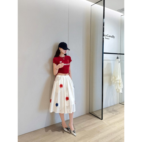 NancyCavally灵动错落花朵半身裙