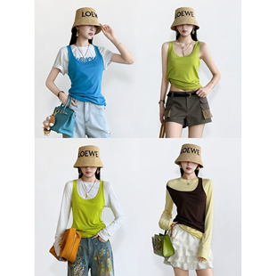 NancyCavally专柜款云柔定染敲细羊毛/莱赛尔 跳脱糖果色工字背心