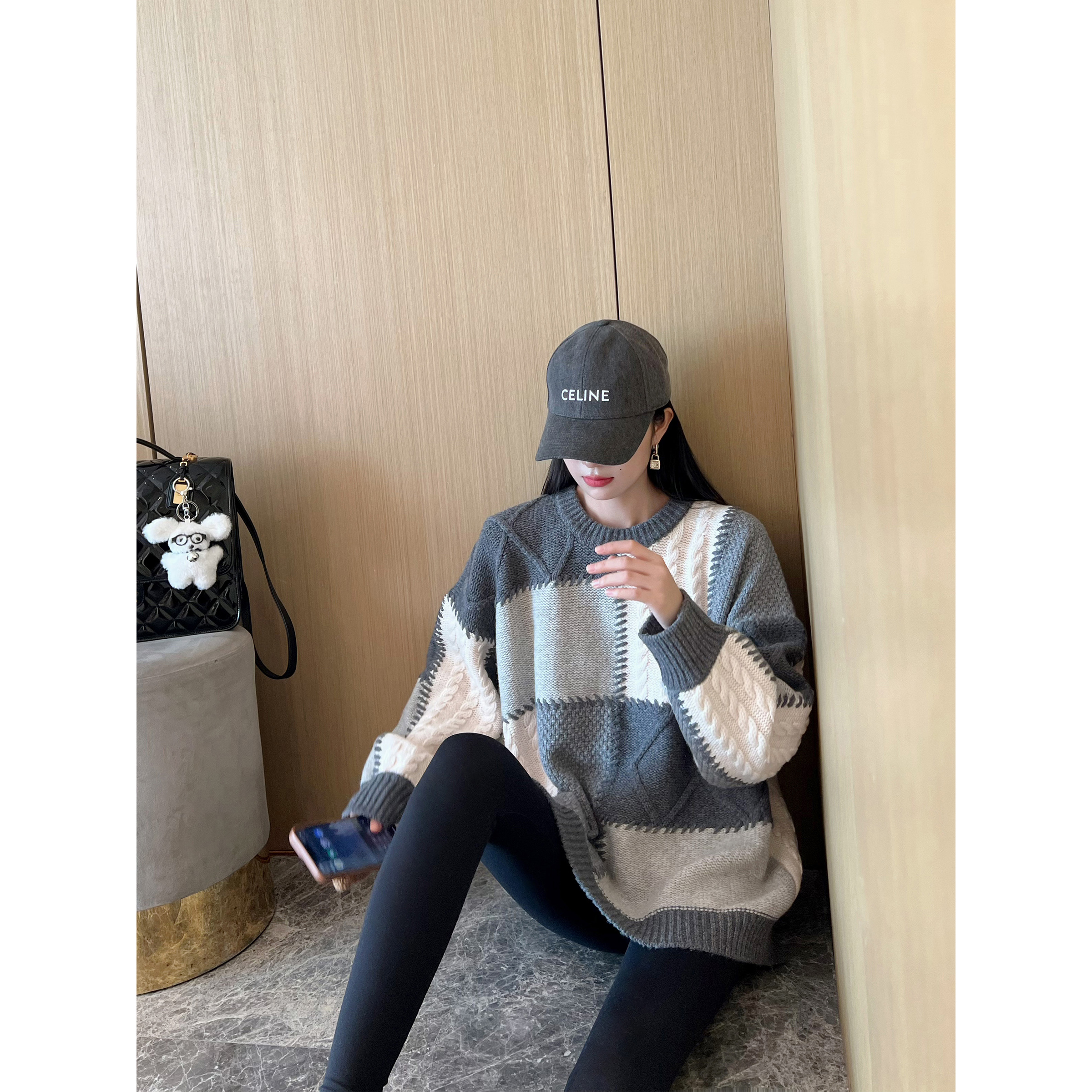 NancyCavally暮染烟岚拼接针织衫