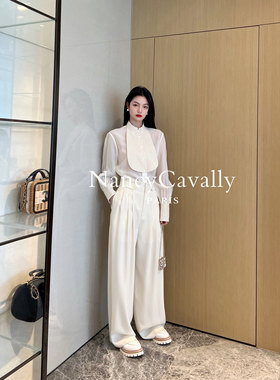 NancyCavally凉感醋酸阔腿空气裤