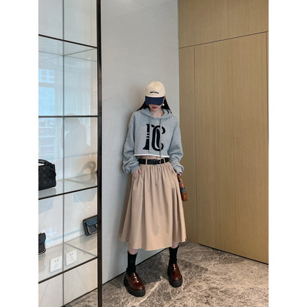 NancyCavally专柜款高密度天然羊毛  博主随性风遮胯斜裁A字半裙