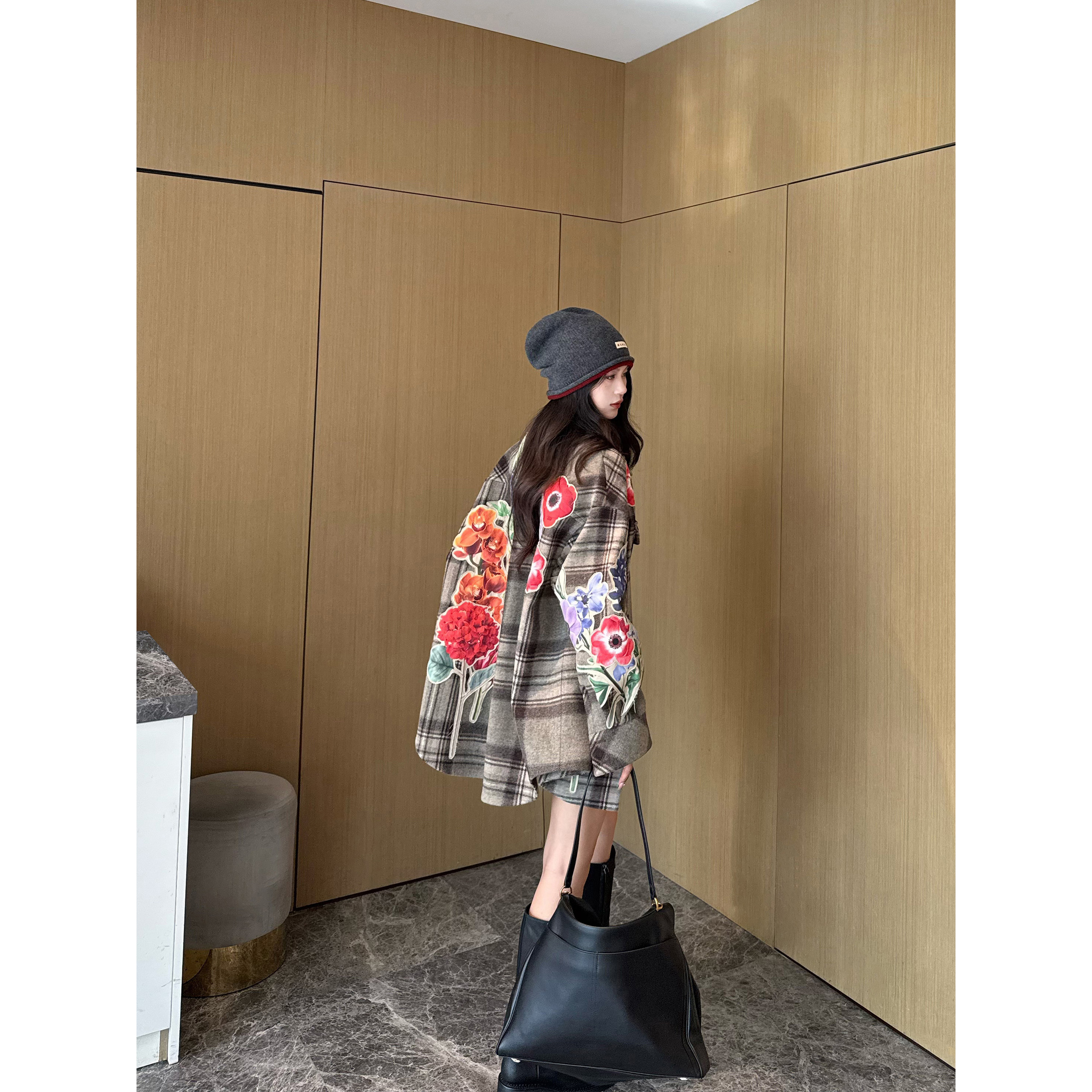 NancyCavally幻彩繁花衬衫呢外套