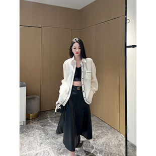 NancyCavally专柜款 莞美腰臀比分割大摆伞裙 高端环保人造弹力皮