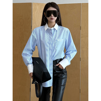 NancyCavally知识分子风条纹衬衫