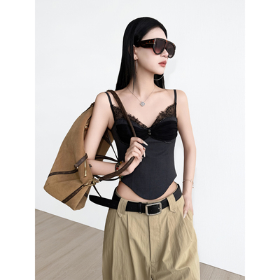 NancyCavally拼接竖条纹吊带背心