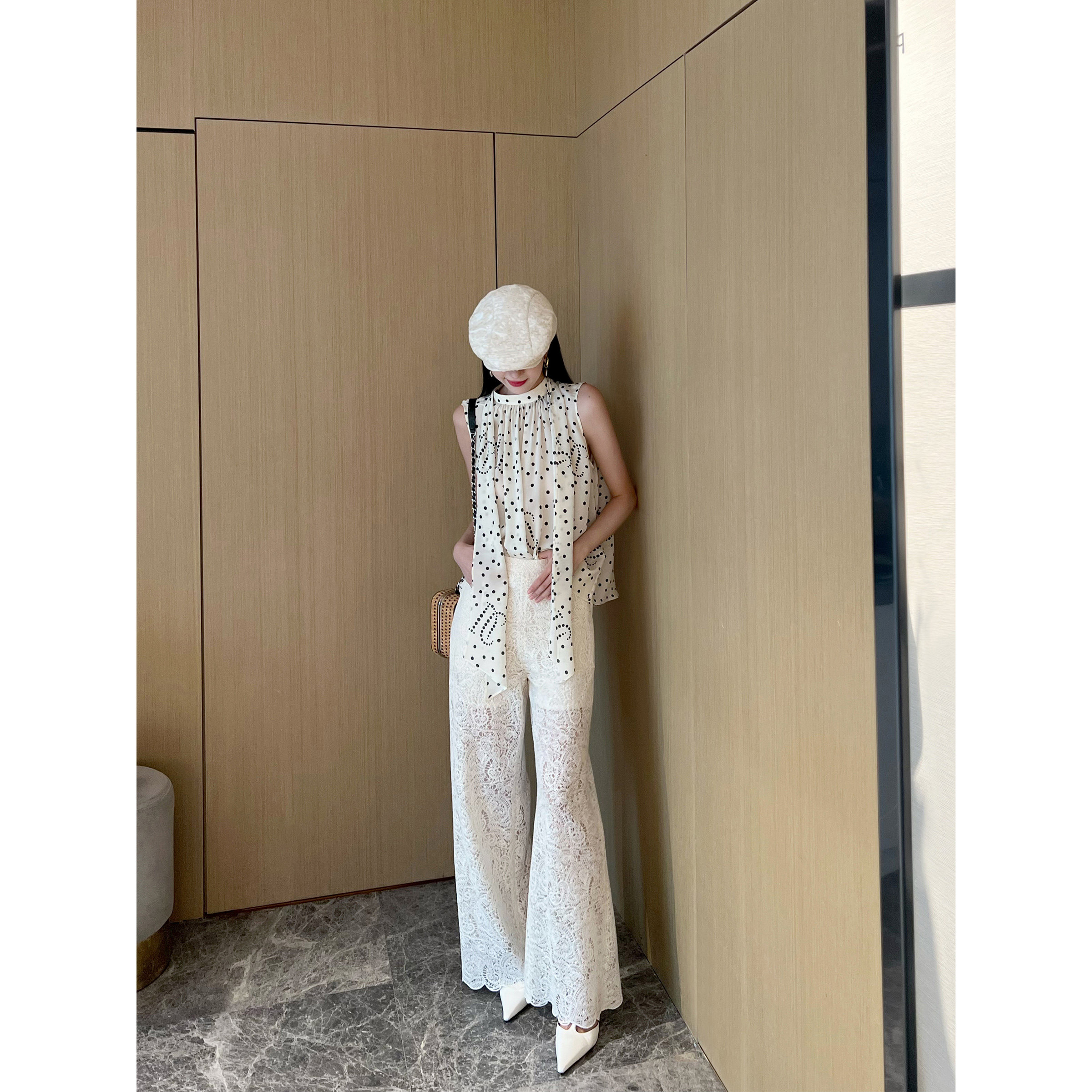 NancyCavally专柜款古巴比伦腰果花浮雕蕾丝  朦胧艺术美直筒神裤