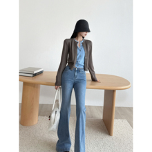 NancyCavally专柜款奢级新澳48支100精纺羊毛 撞色层次感针织开衫