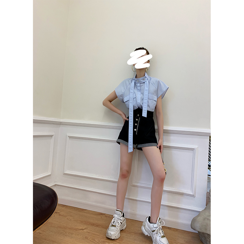 Nancycavally小景家2019夏秋新款女高腰显瘦网红牛仔裤a字超短裤258.10元包邮