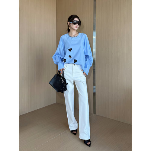 NancyCavally简约干净清爽直筒裤