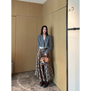 经典 亲肤柔软棉 百搭超大摆格纹伞裙 4米用料 NancyCavally专柜款