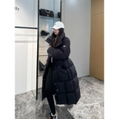 NancyCavally专柜款 御寒大棉被95白鹅绒 極简立领收腰超长羽绒服