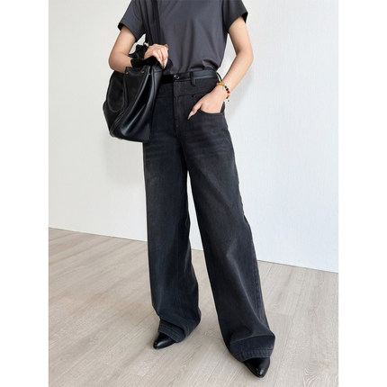 NancyCavally专柜甄选超柔纱卡斜纹棉 松弛双腰头塑形显瘦直筒裤