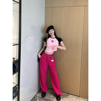 NancyCavally小香细花呢阔腿裤