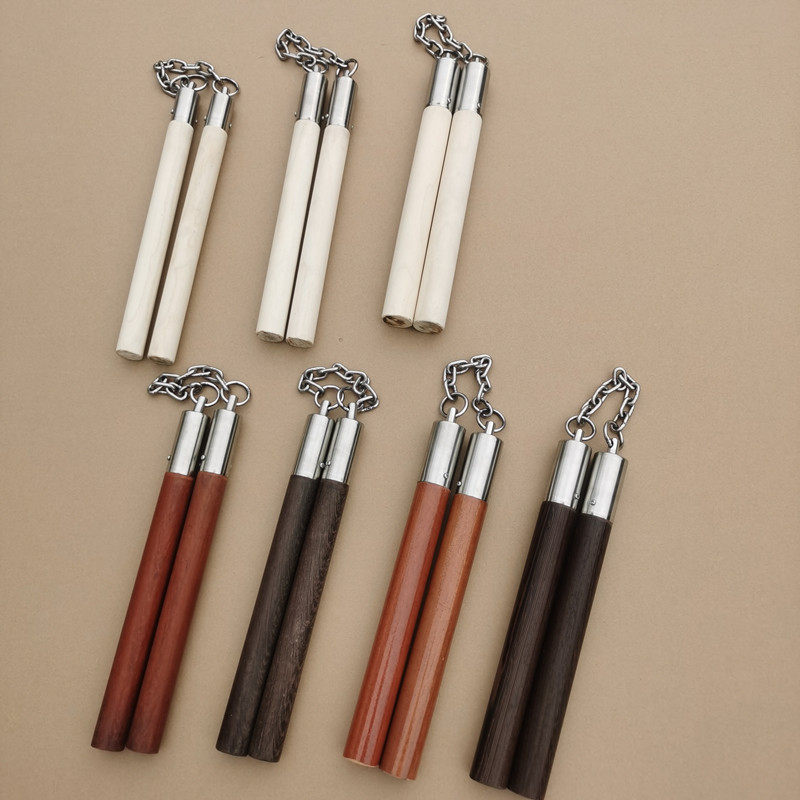 传统武术双节棍白蜡杆双截棍短棍鸡翅木棍槐木棍实木梢棍不锈棍环