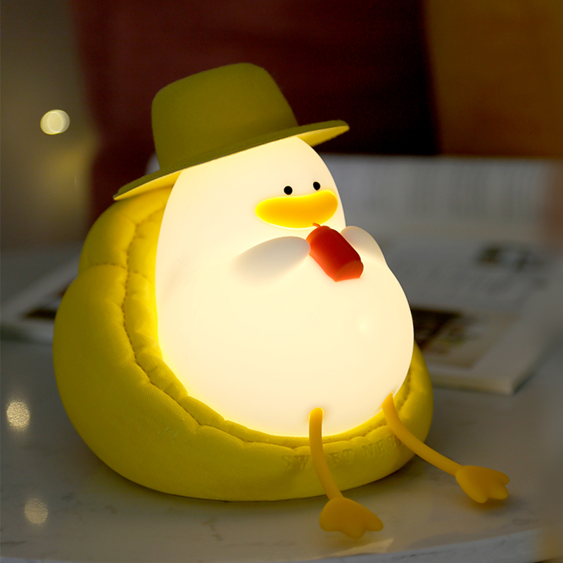 幸福鸭语音智能小夜灯感应卧室睡眠床头儿童拍拍婴儿喂奶护眼氛围