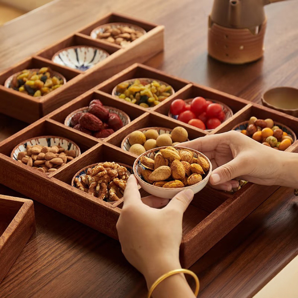 新年果盘零食盘2026新年马年客厅小吃盘干果盘分格九宫格托盘水果,餐饮具,果盆/果盘/果篮,淘宝优惠券,粉丝福利购,淘宝优惠卷