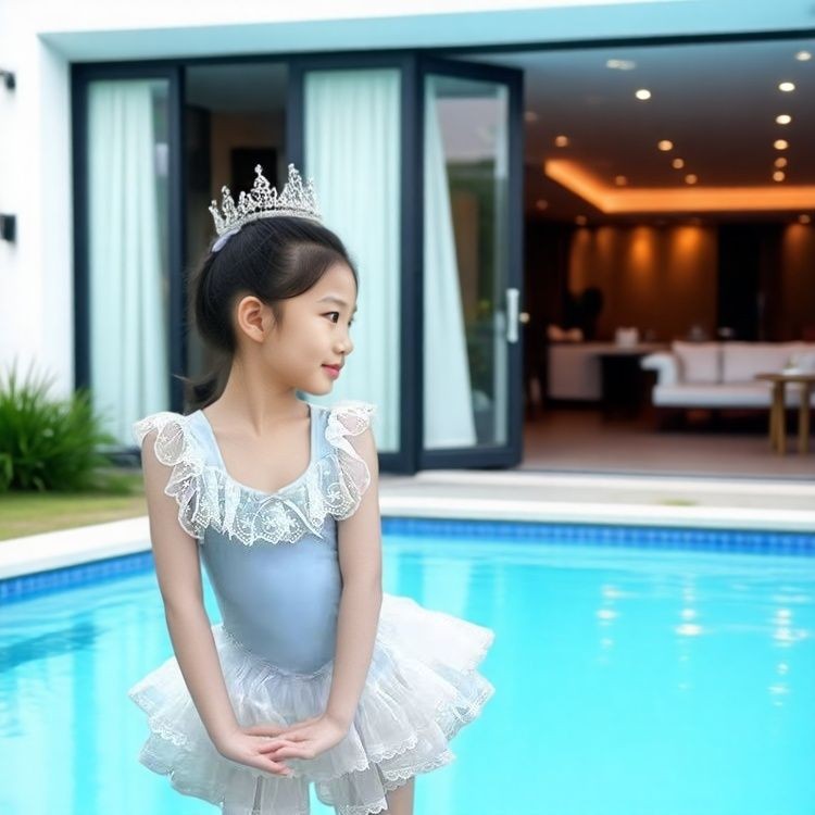 女童泳衣宝宝夏季2025新款儿童泳装大童网纱连体小女孩洋气游泳衣