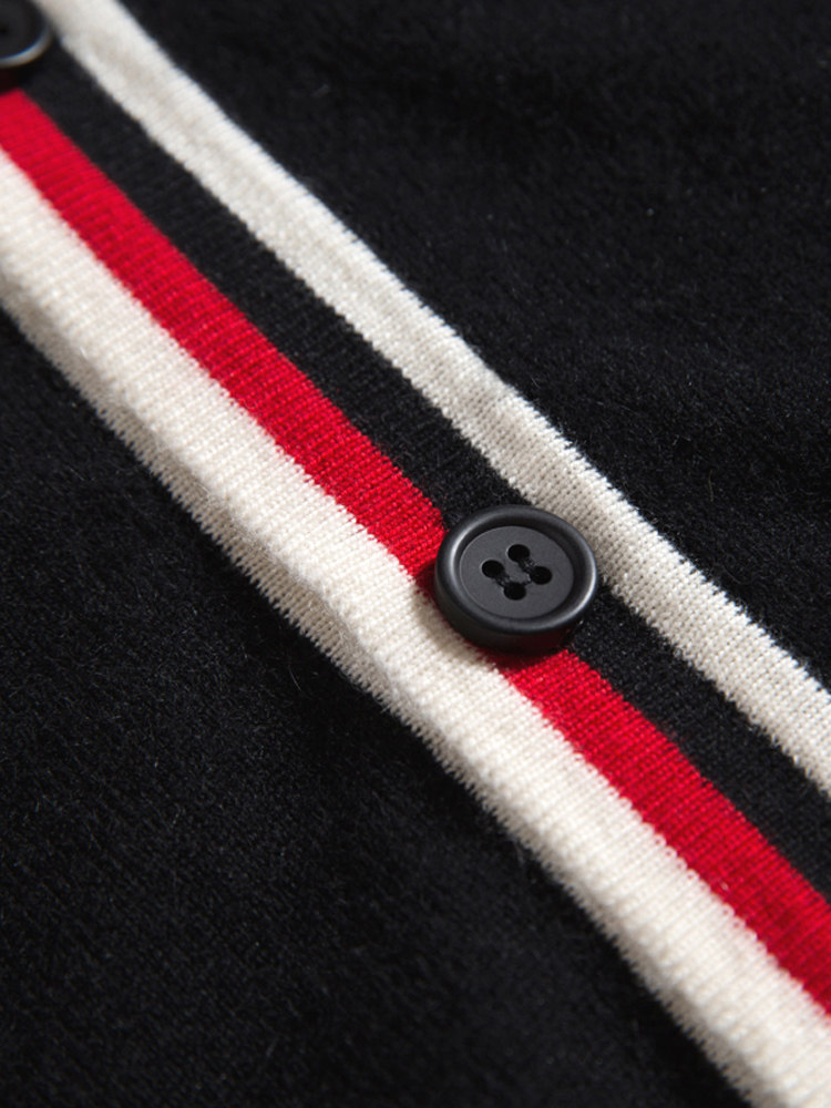 2024 가을 캐시미어 스웨터 자켓 남성용 대비 색 니트 스웨터 카디건 젊은 남성 카디건 패션 스웨터 겉옷