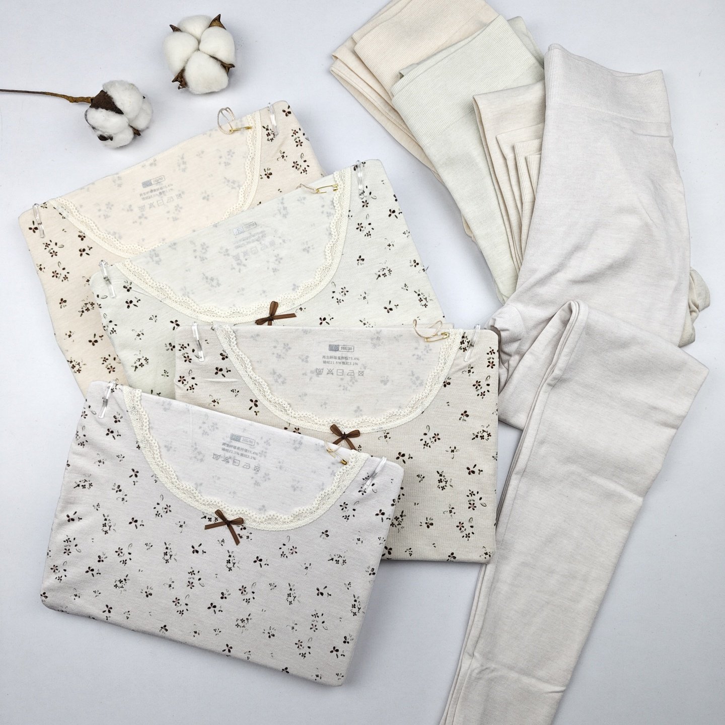 秋衣秋裤套装女薄款保暖棉毛衫棉毛裤田园碎花小清新少女打底内衣