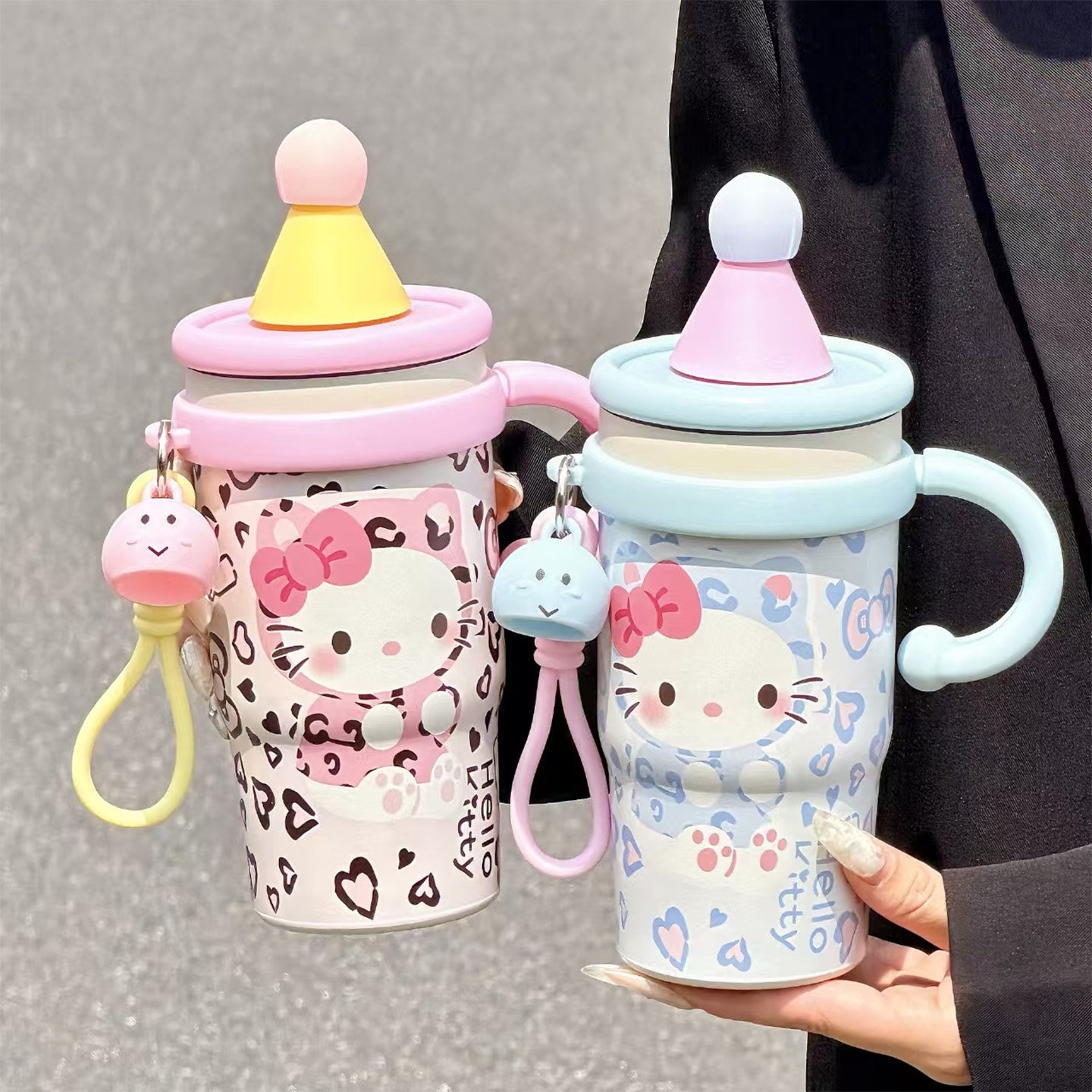 儿童防漏直饮带吸管保温杯600ml