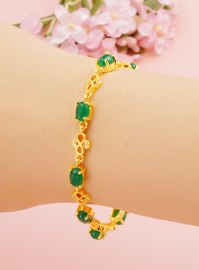 镶宝石铜镀金锆石手链精美饰物