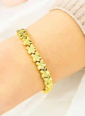 四叶草女士欧币风真金手链