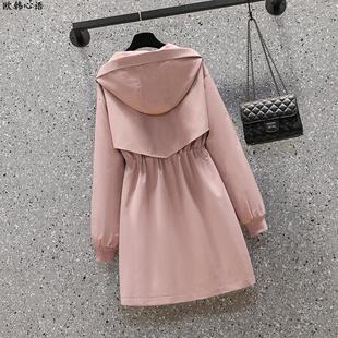 加大码胖妹妹中长款风衣女减龄春秋港风遮肉工装收腰夹克上衣洋气