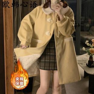 森女甜美部落秋冬季中长款jk毛呢外套女学生学院风小个子呢子大衣