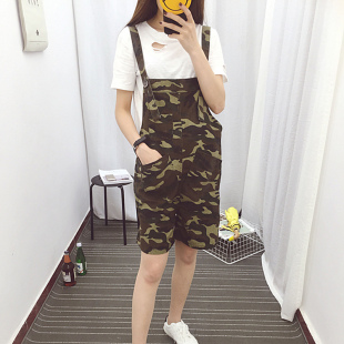 2025秋季新款韩版学院风宽松背带裤学生休闲五分裤中裤短裤女