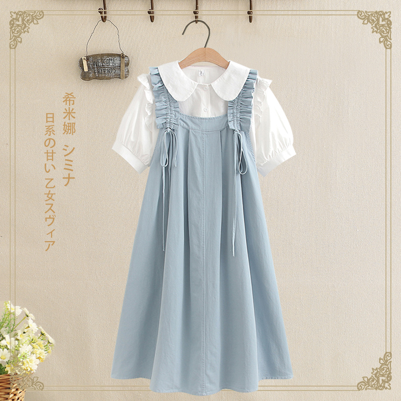 中学生连衣裙高中生夏装初中生背带裙学院风中长款大童新款少女装