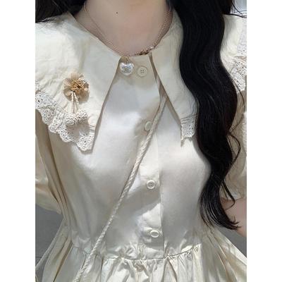 高中女生小清新甜美连衣裙夏2025新款初中学生时尚休闲娃娃领裙子