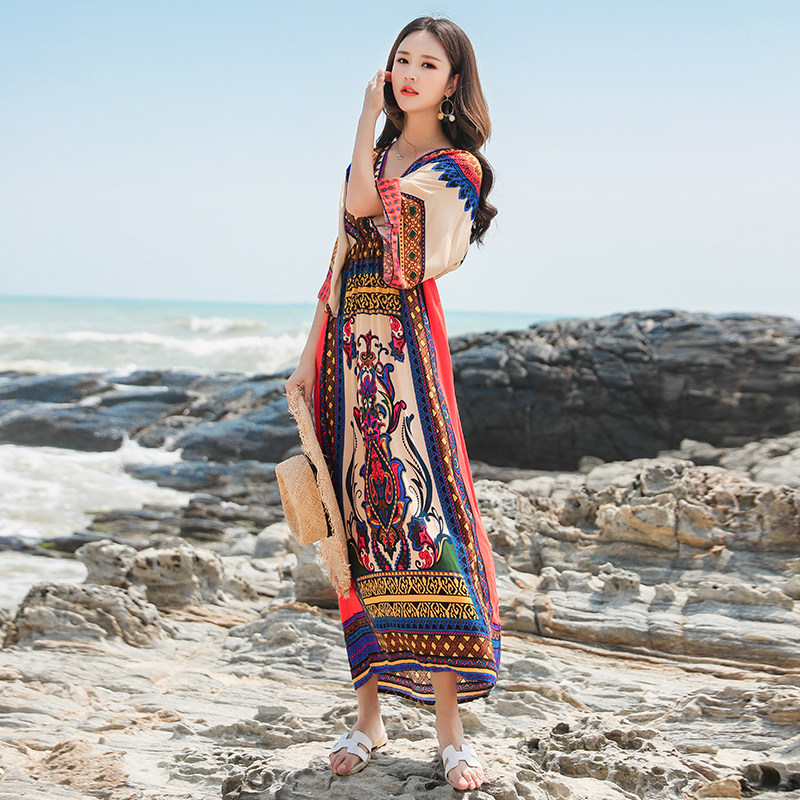 泰国新款波西米亚风巴厘岛长裙