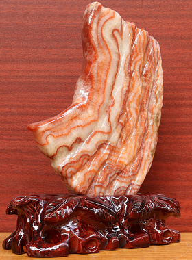 17*23*2cm1170g天然石材奇石摆件猪肉石五花肉桌面装饰雕刻石摆件