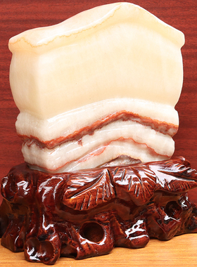 16*18*5cm2630g天然石材奇石摆件猪肉石五花肉桌面装饰雕刻石摆件