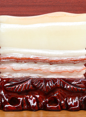 20*17*3cm2060g天然石材奇石摆件猪肉石五花肉桌面装饰雕刻石摆件