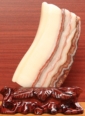 17*23*2cm1465g天然石材奇石摆件猪肉石五花肉桌面装饰雕刻石摆件