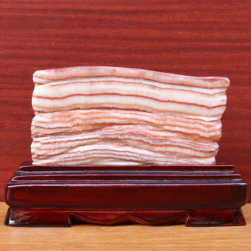 18*12*2cm871g天然石材奇石摆件猪肉石五花肉桌面装饰雕刻石摆件