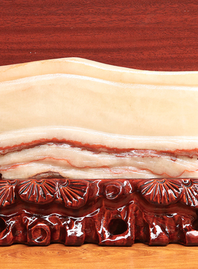 22*17*2cm1630g天然石材奇石摆件猪肉石五花肉桌面装饰雕刻石摆件