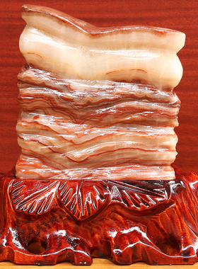 15*17*7cm3027g天然石材奇石摆件猪肉石五花肉桌面装饰雕刻石摆件