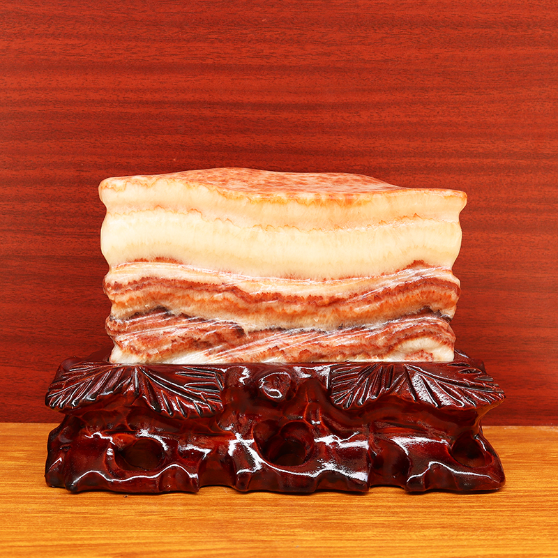 20*14*7cm2758g天然石材奇石摆件猪肉石五花肉桌面装饰雕刻石摆件