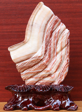 15*22*2cm1065g天然石材奇石摆件猪肉石五花肉桌面装饰雕刻石摆件